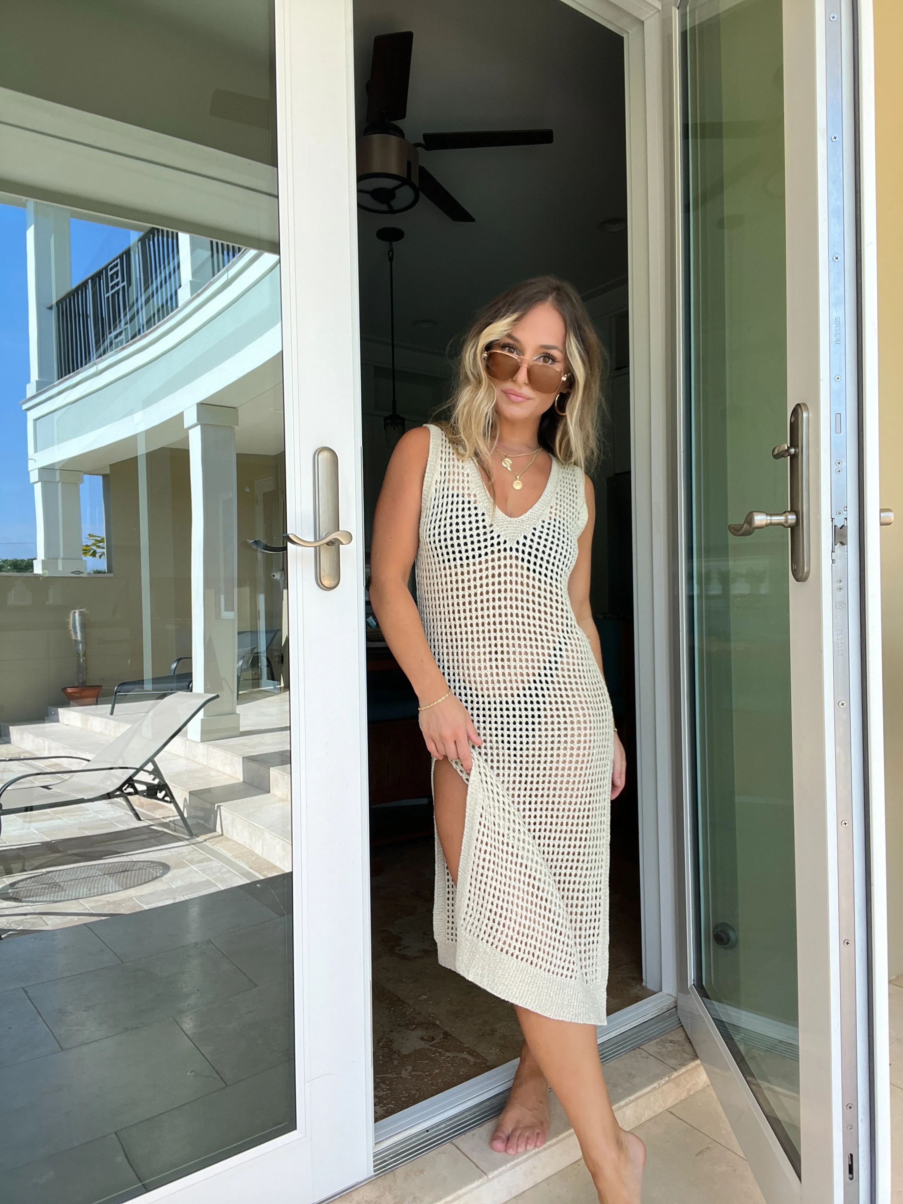 Naples Coverup Dress Shimmering Natural sold by Chic by Ally B product image thumbnail 2