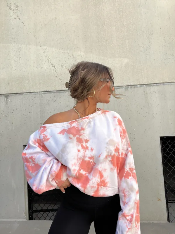OFF THE SHOULDER TIE DYE SWEATSHIRT sold by Chic by Ally B