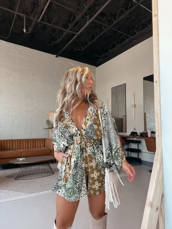 Paisley May Boho Romper Sage sold by Chic by Ally B