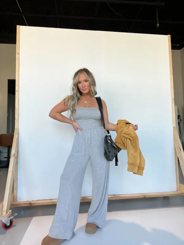 Tempo Tube Top Jumpsuit Heather Grey sold by Chic by Ally B