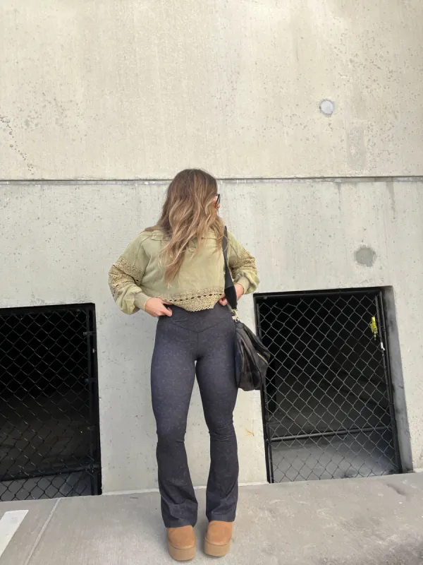 WASHED CROSSOVER FLARES sold by Chic by Ally B