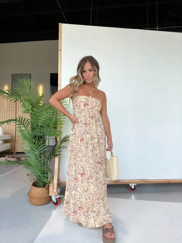 Santorini Strapless Maxi Dress Paisley sold by Chic by Ally B