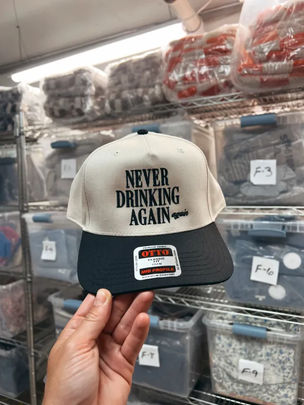 Never Drinking Again Again Hat Black/Natural sold by Chic by Ally B