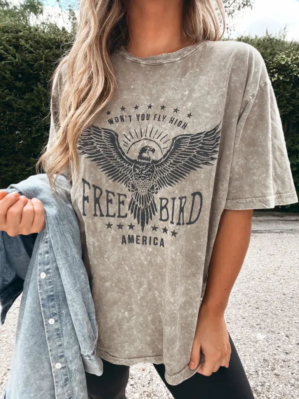 Fly High Free Bird Tee Mocha sold by Chic by Ally B