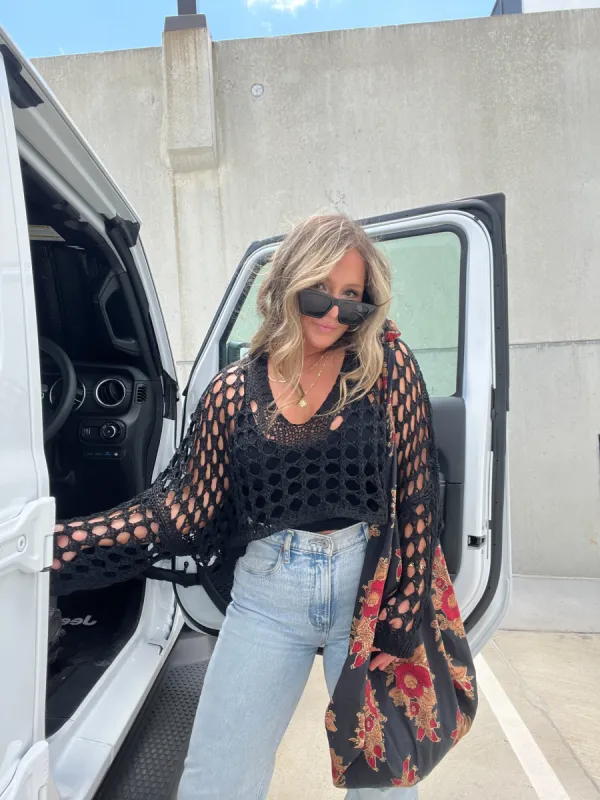 Black Heart Breaker Crochet Top sold by Chic by Ally B