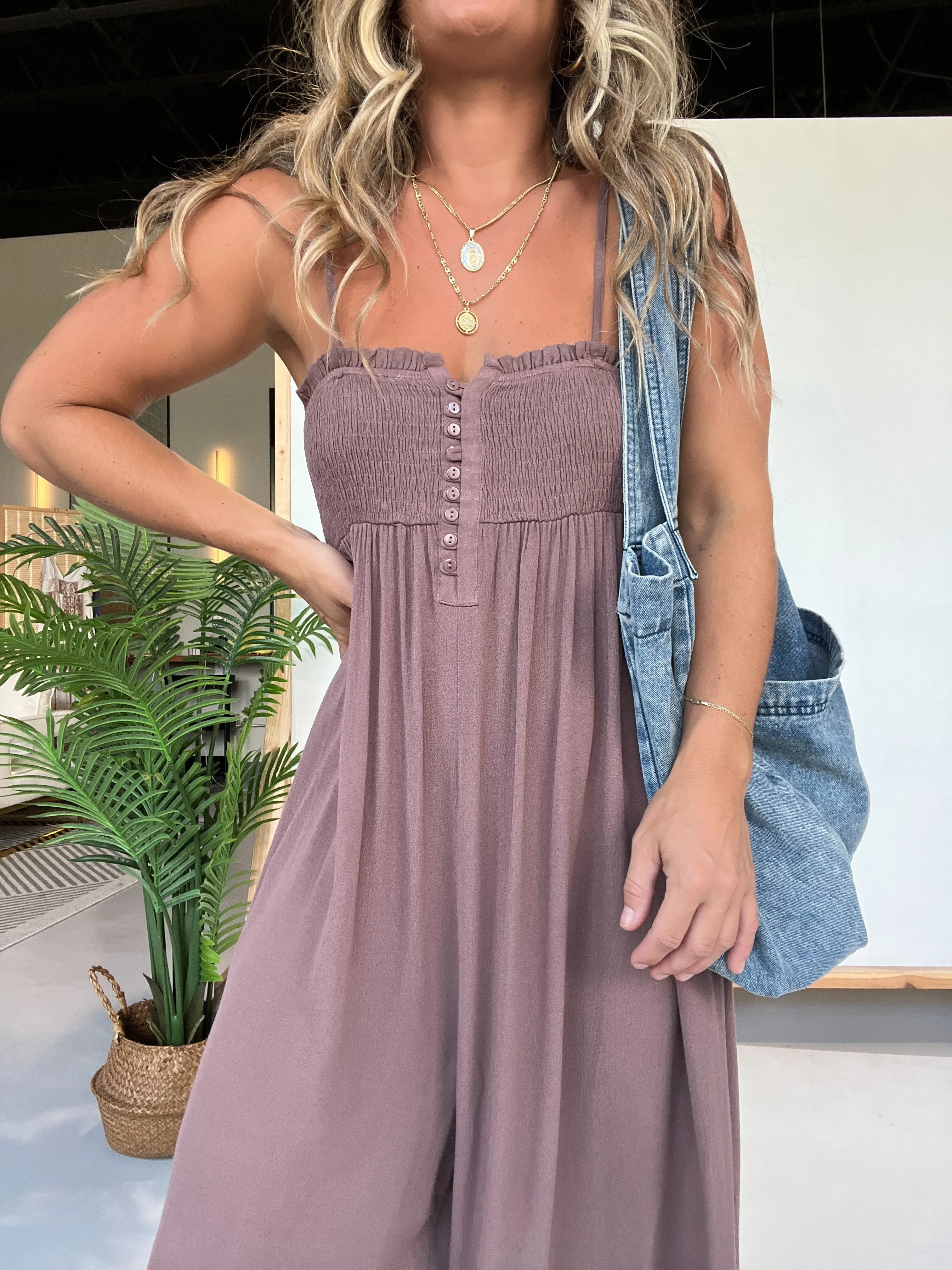 Free Spirit Smocked Jumpsuit Mocha sold by Chic by Ally B product image thumbnail 3