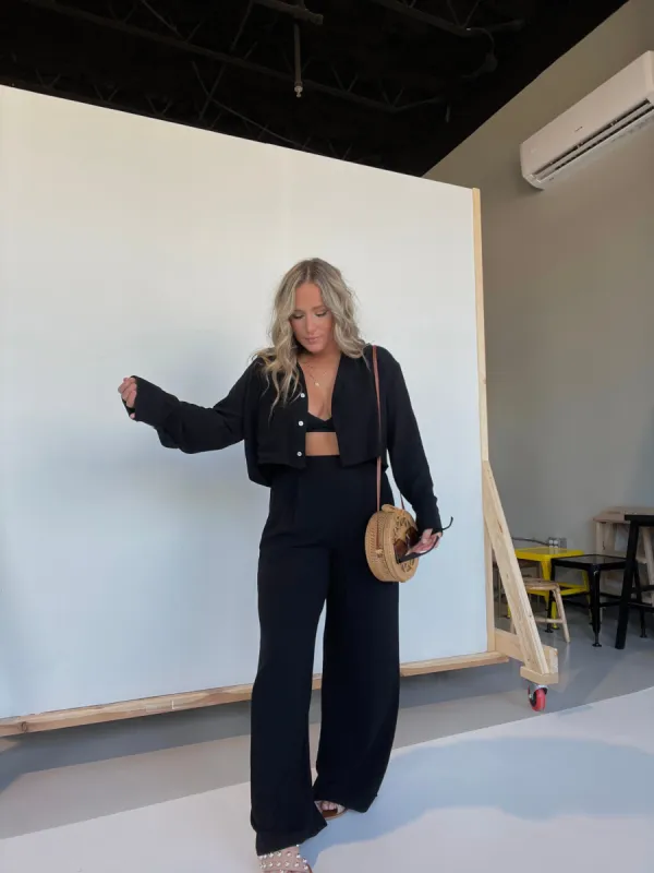 Autumn Breeze Woven Pants Black (Set) sold by Chic by Ally B