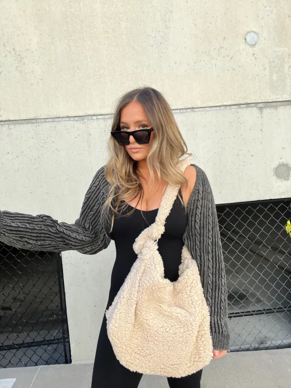 Sherpa Messenger Bag Beige sold by Chic by Ally B
