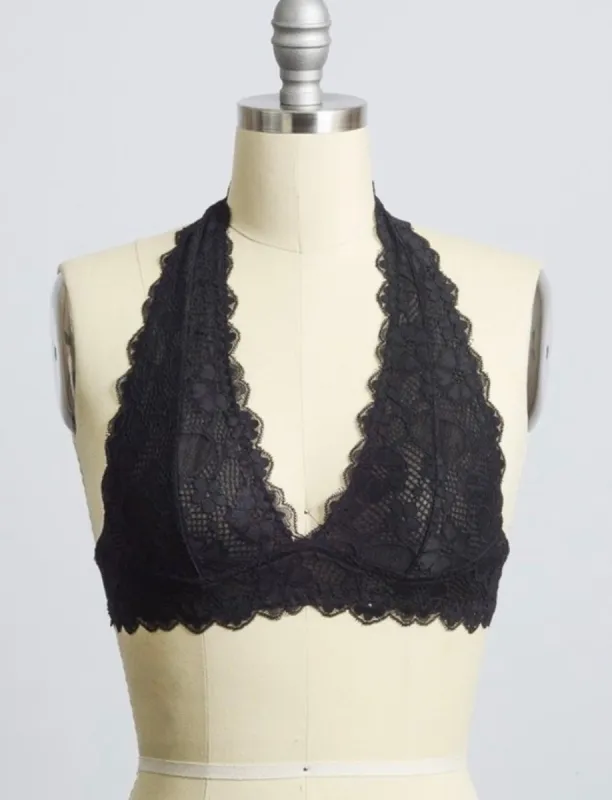 LACE HALTER BRALETTE BLACK sold by Chic by Ally B