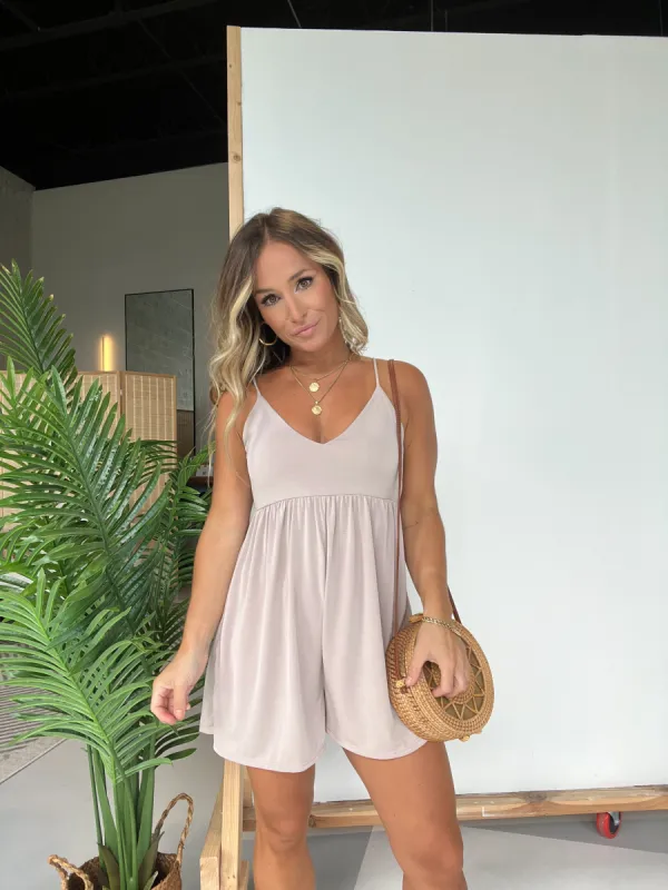 Roaming Free Romper Beige/Mocha sold by Chic by Ally B