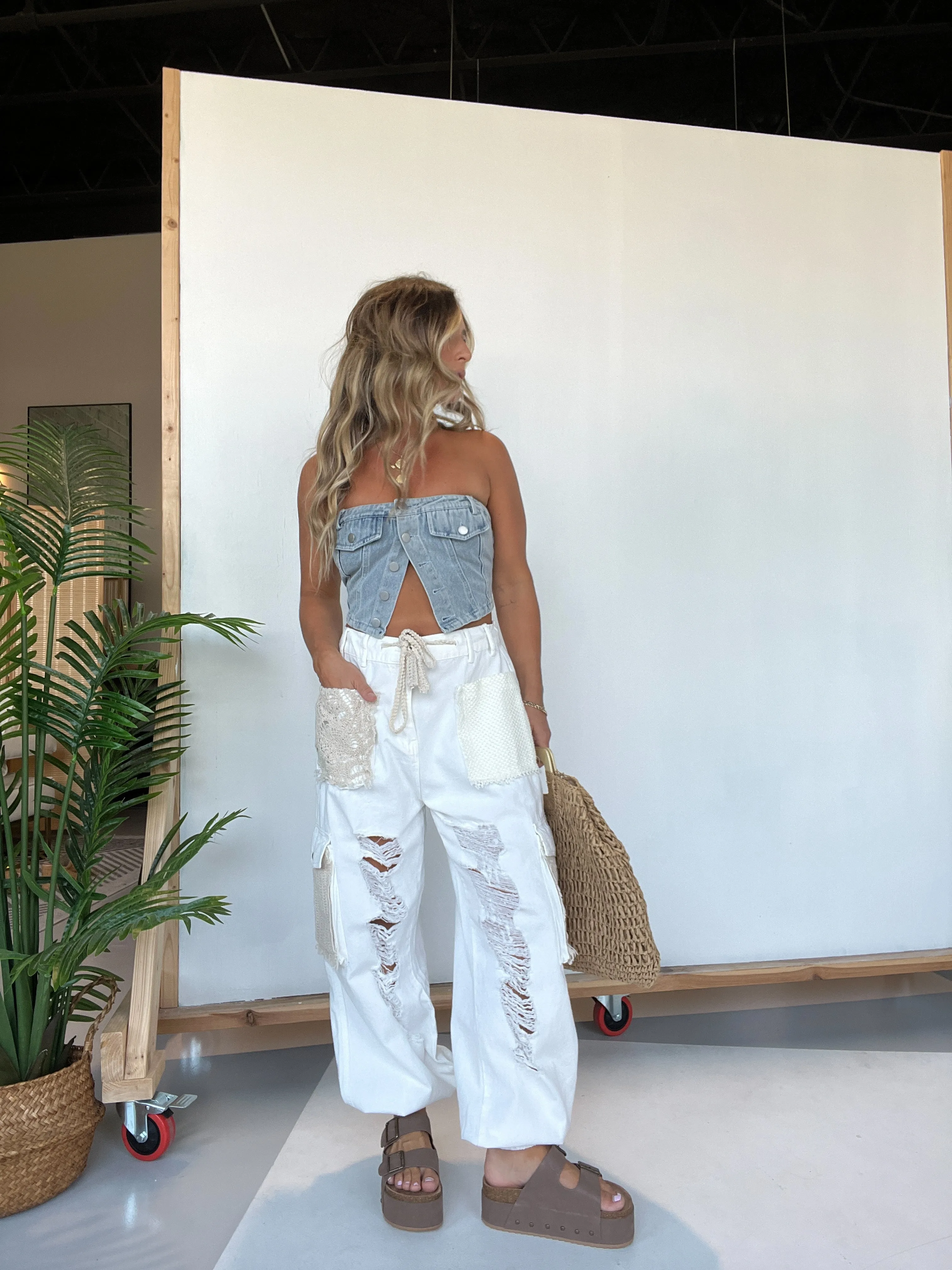 Rise Up Denim Joggers White sold by Chic by Ally B