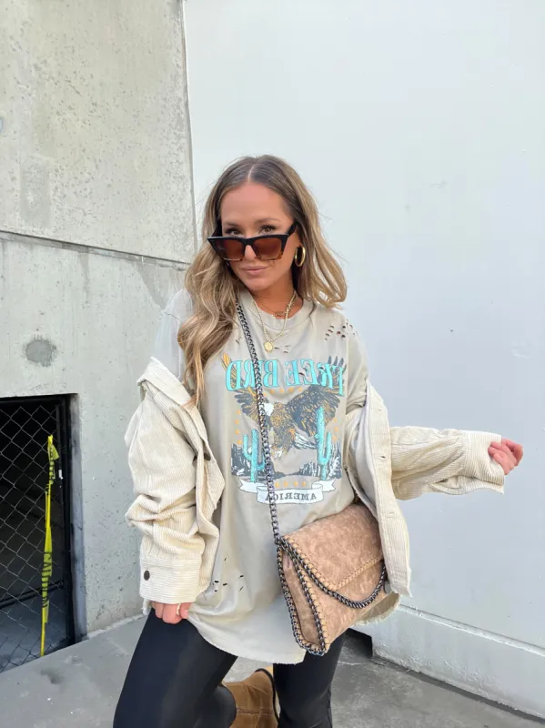 TURQ EAGLE DISTRESSED TEE sold by Chic by Ally B