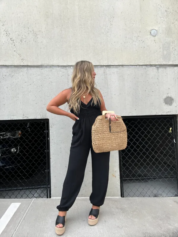 TALK TO ME JUMPSUIT BLACK sold by Chic by Ally B