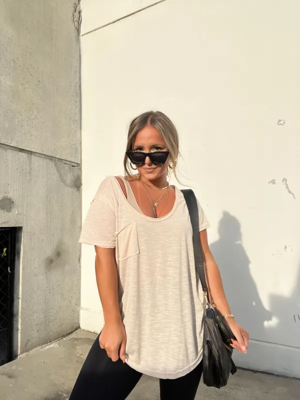 LEFT OUT SLUB TEE CREAM sold by Chic by Ally B