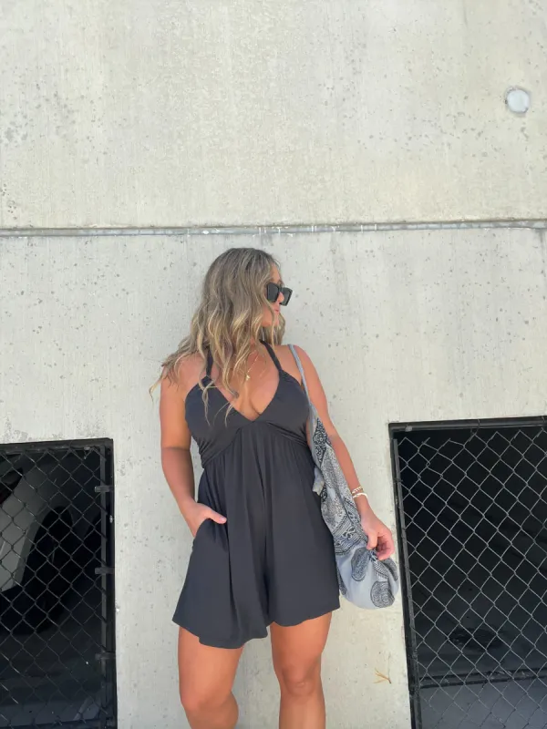 Changing The Game Romper Charcoal sold by Chic by Ally B