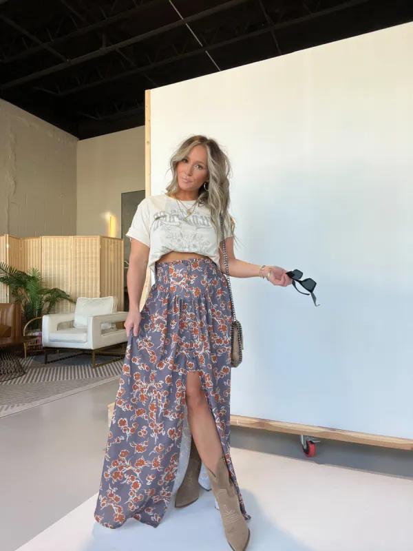 Follow You Til November Maxi Skirt Grey/Rust sold by Chic by Ally B