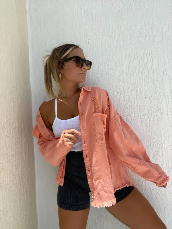 YOUR FAVE SUMMER SHACKET CORAL sold by Chic by Ally B
