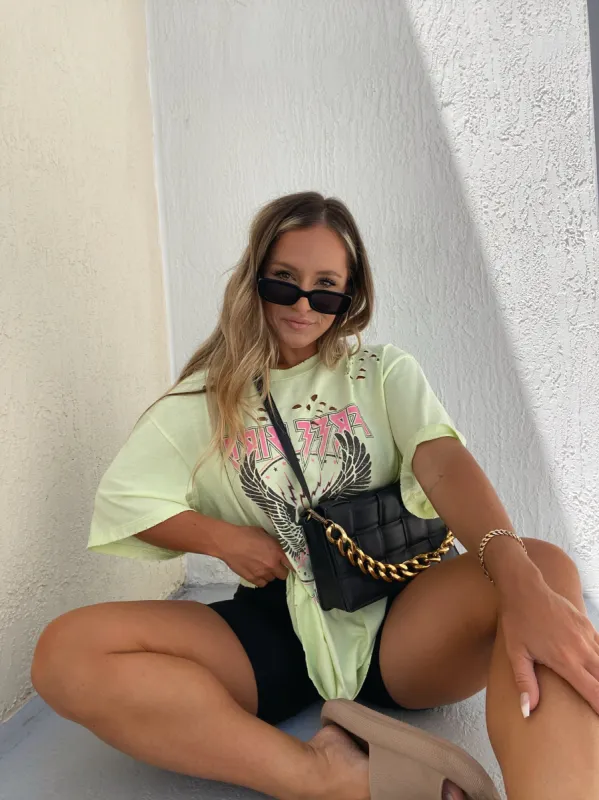 FREE BIRD DISTRESSED TEE NEON sold by Chic by Ally B