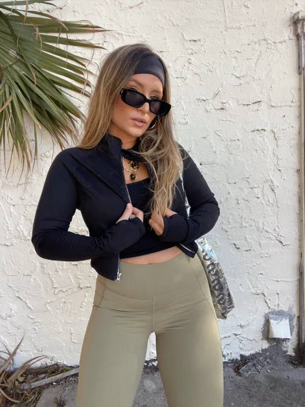 TAY CROPPED WORKOUT ZIP UP sold by Chic by Ally B