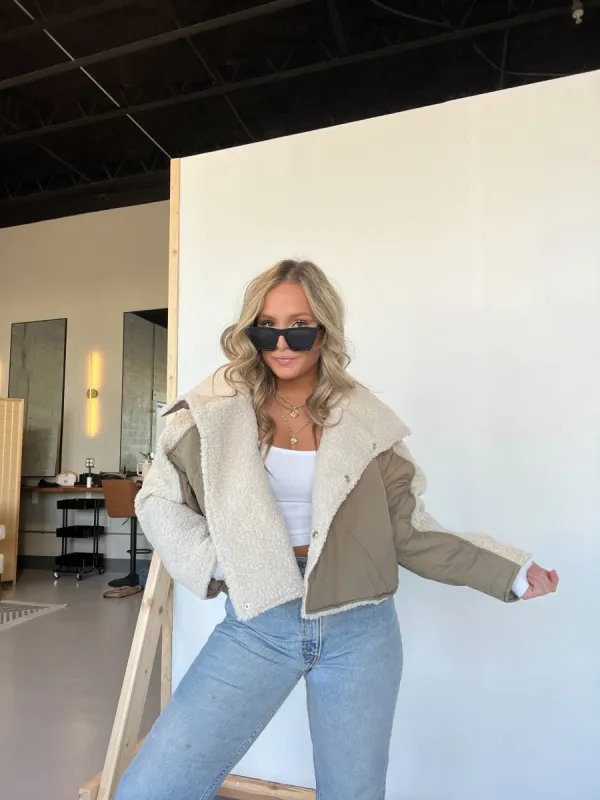 Camden Sherpa Jacket Olive sold by Chic by Ally B