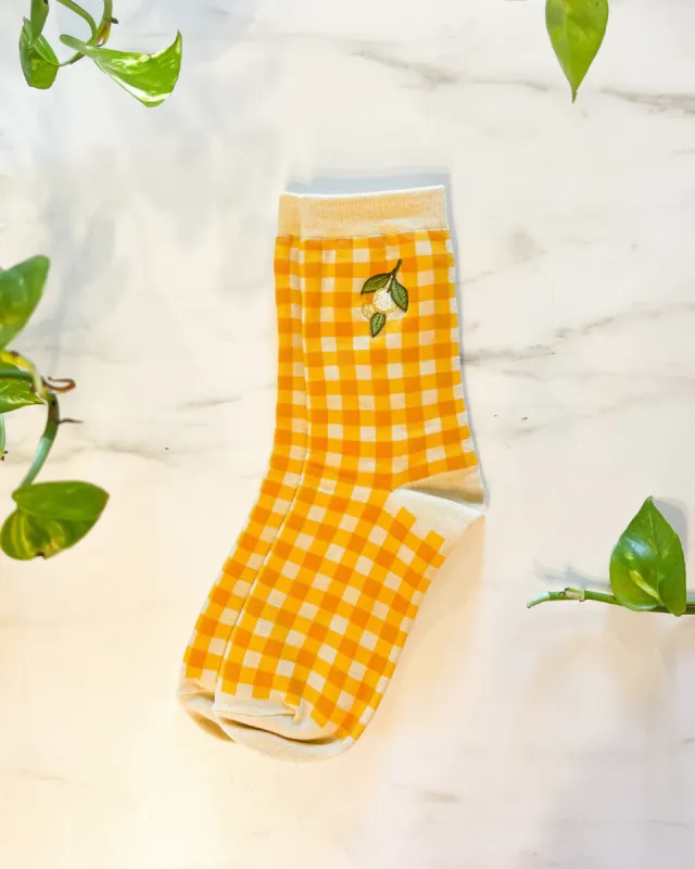 Clementine Gingham Socks | Embroidered sold by Carmico