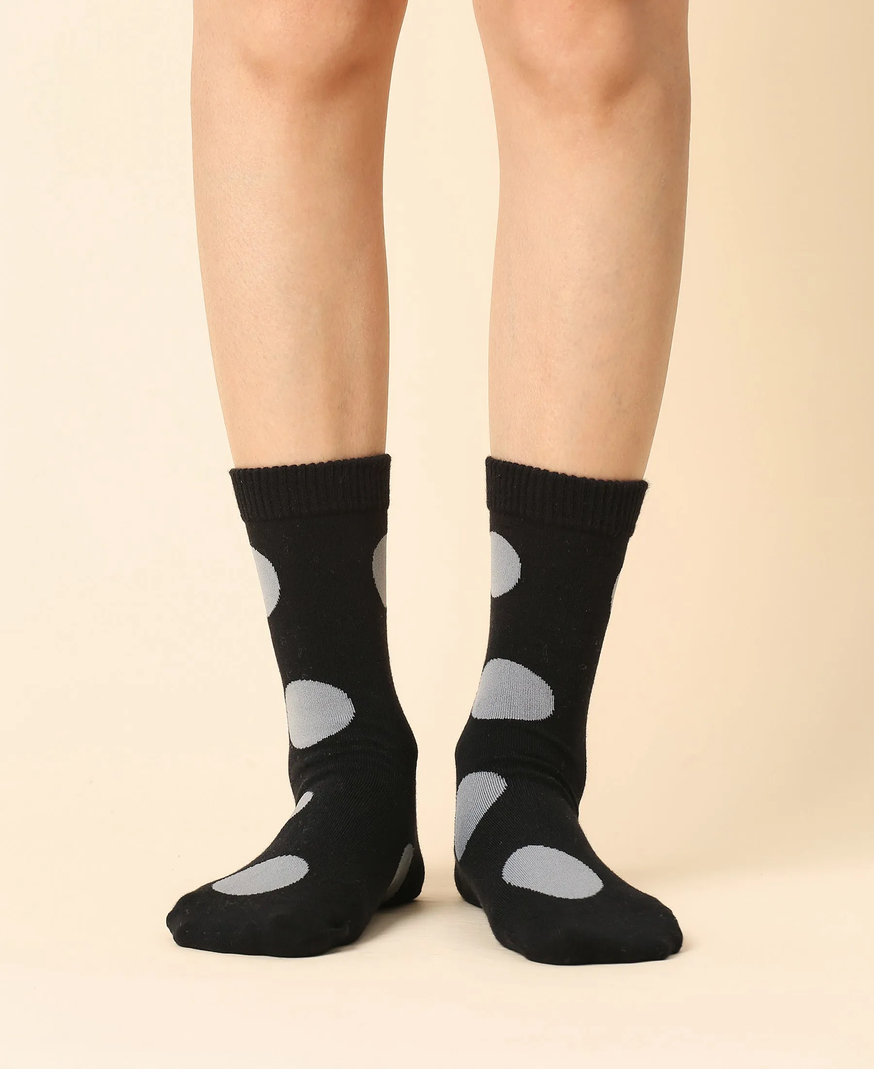 Women's Polka Dot Cotton Socks - Black sold by Somatchi product image thumbnail 2