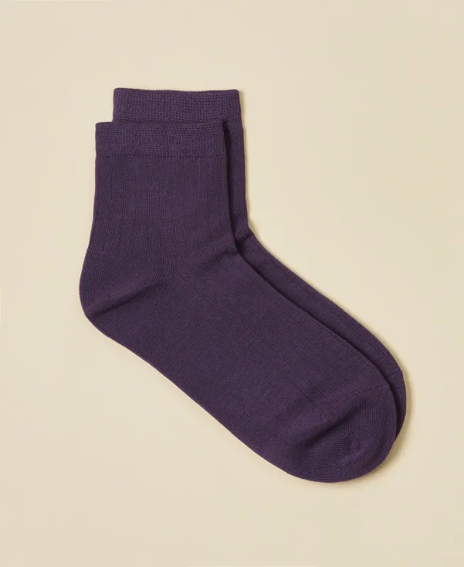 Women's Cotton Ankle Socks Fuji - Eggplant sold by Somatchi