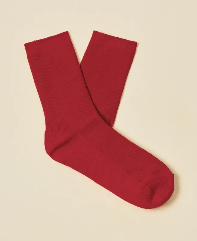 Women's Thin-Ribbed Cotton Socks Breeze - Crimson sold by Somatchi
