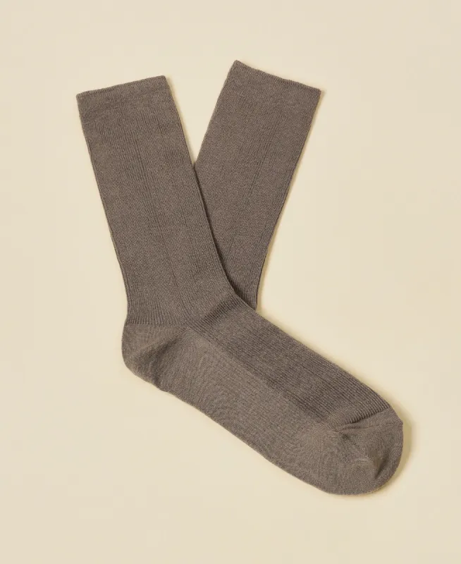 Women's Thin-Ribbed Cotton Socks Breeze -  Taupe sold by Somatchi