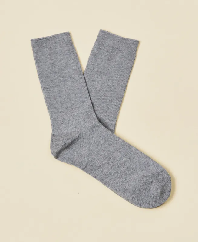 Women's Thin-Ribbed Cotton Socks Breeze - Heather Gray sold by Somatchi