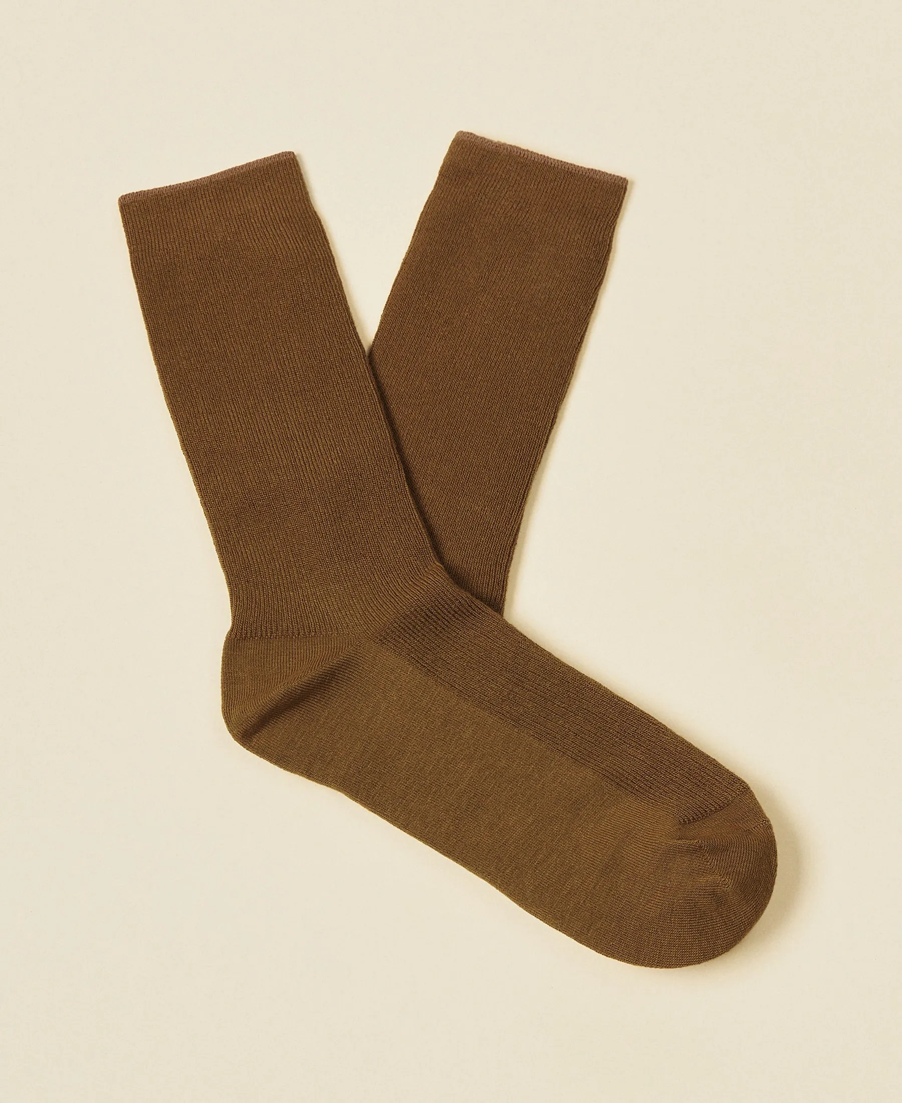 Women's Thin-Ribbed Cotton Socks Breeze - Chestnut sold by Somatchi