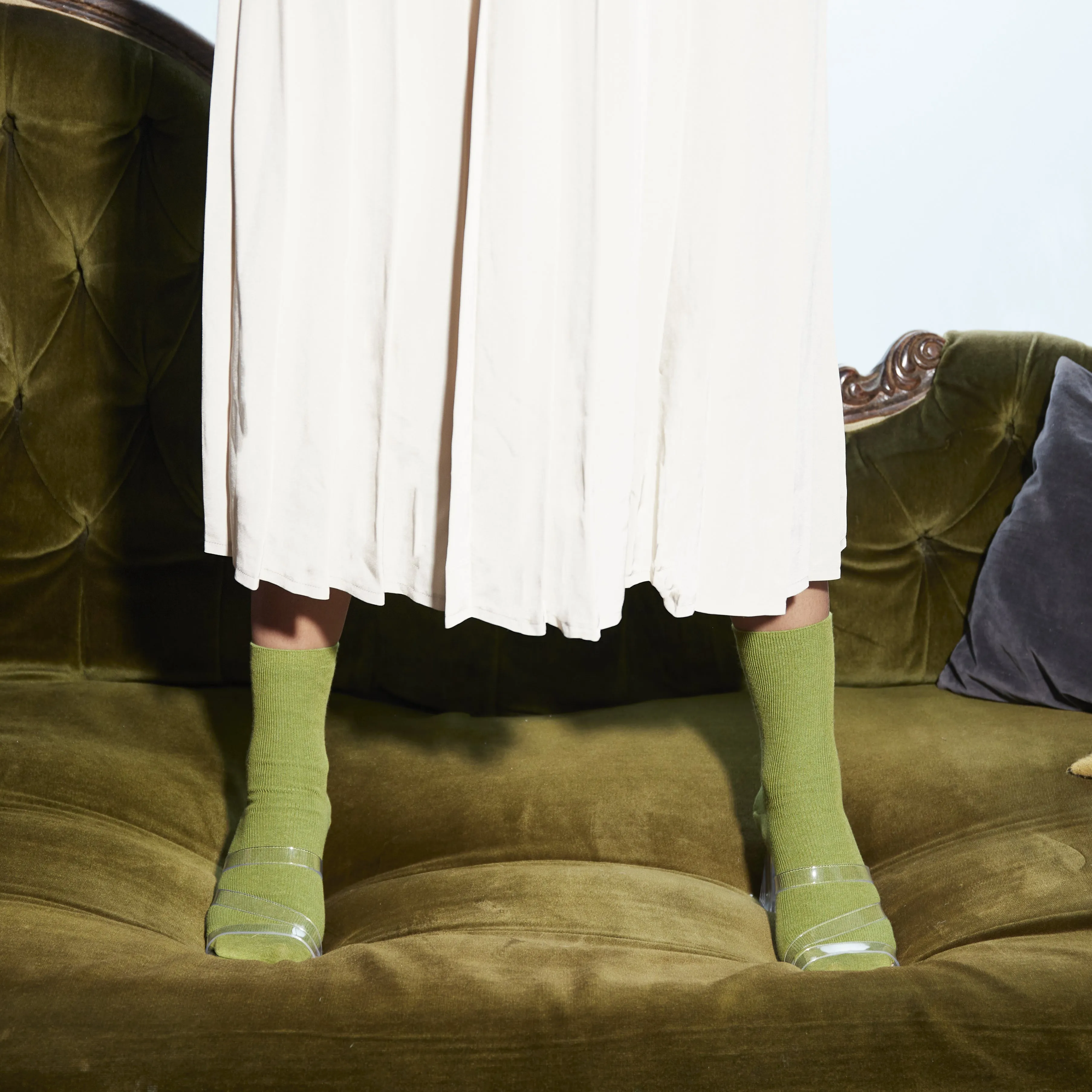 Women's Thin-Ribbed Cotton Socks Breeze - Sage sold by Somatchi product image thumbnail 2