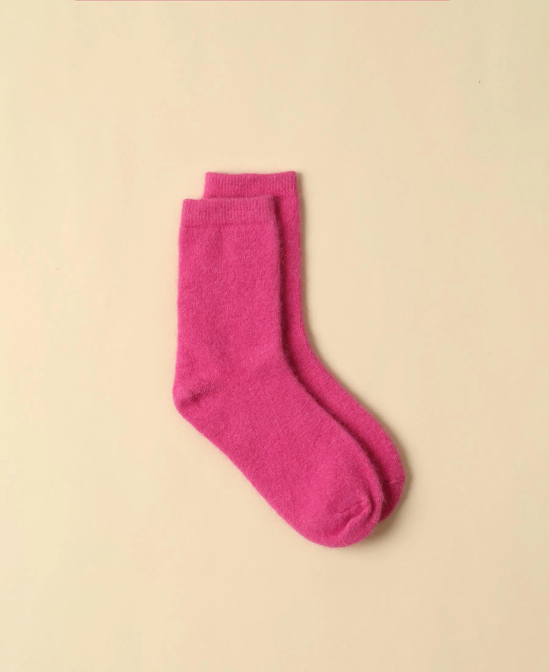 Women's Wool Crew Sock Mimi - Hot Pink sold by Somatchi