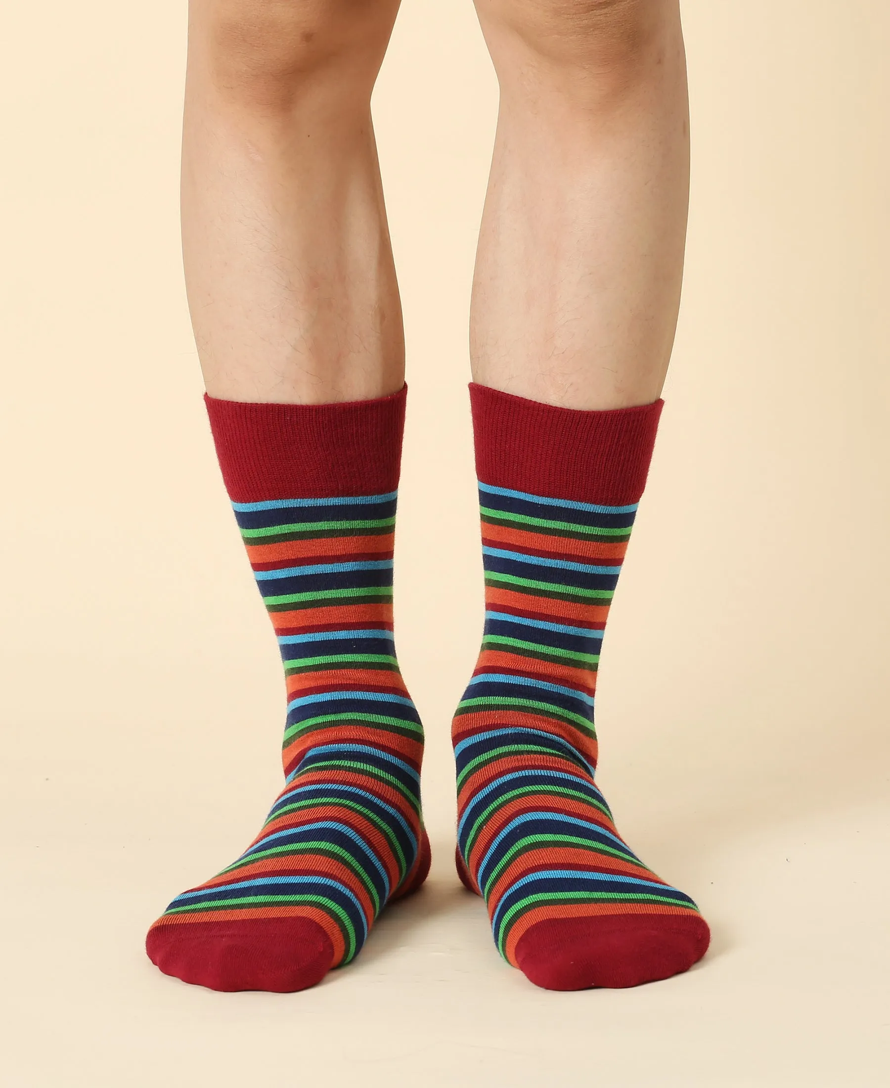 Men's Striped Brown Crew Sock sold by Somatchi product image thumbnail 2