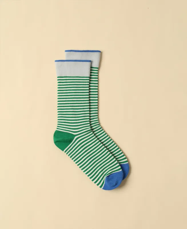 Women's Striped Green Cotton Socks sold by Somatchi