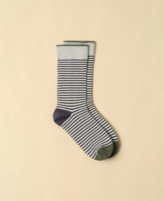 Women's Striped Navy Cotton Socks sold by Somatchi