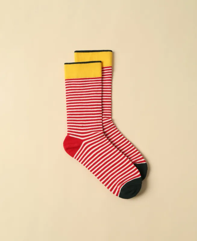 Women's Striped Red Cotton Sock sold by Somatchi