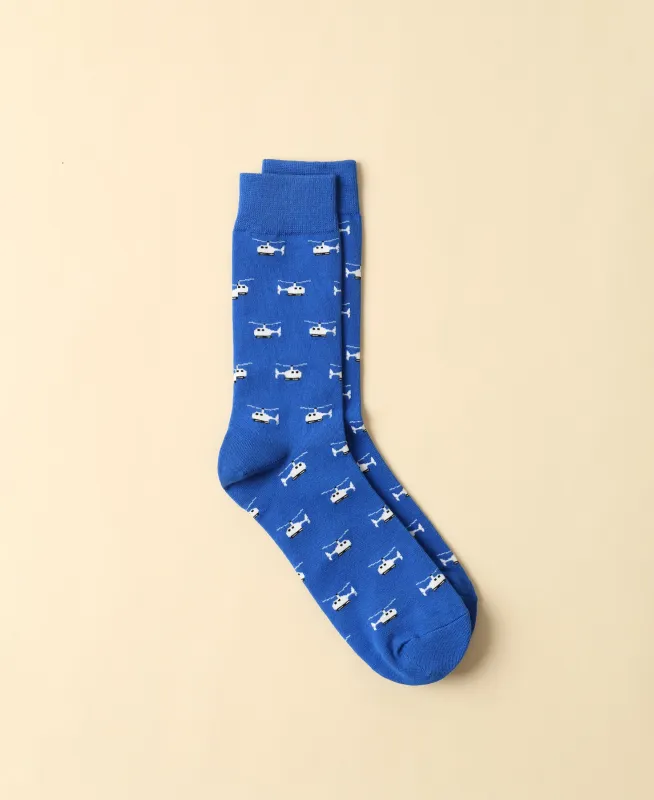 Men's "Fly on the Way" Helicopter Crew Sock sold by Somatchi