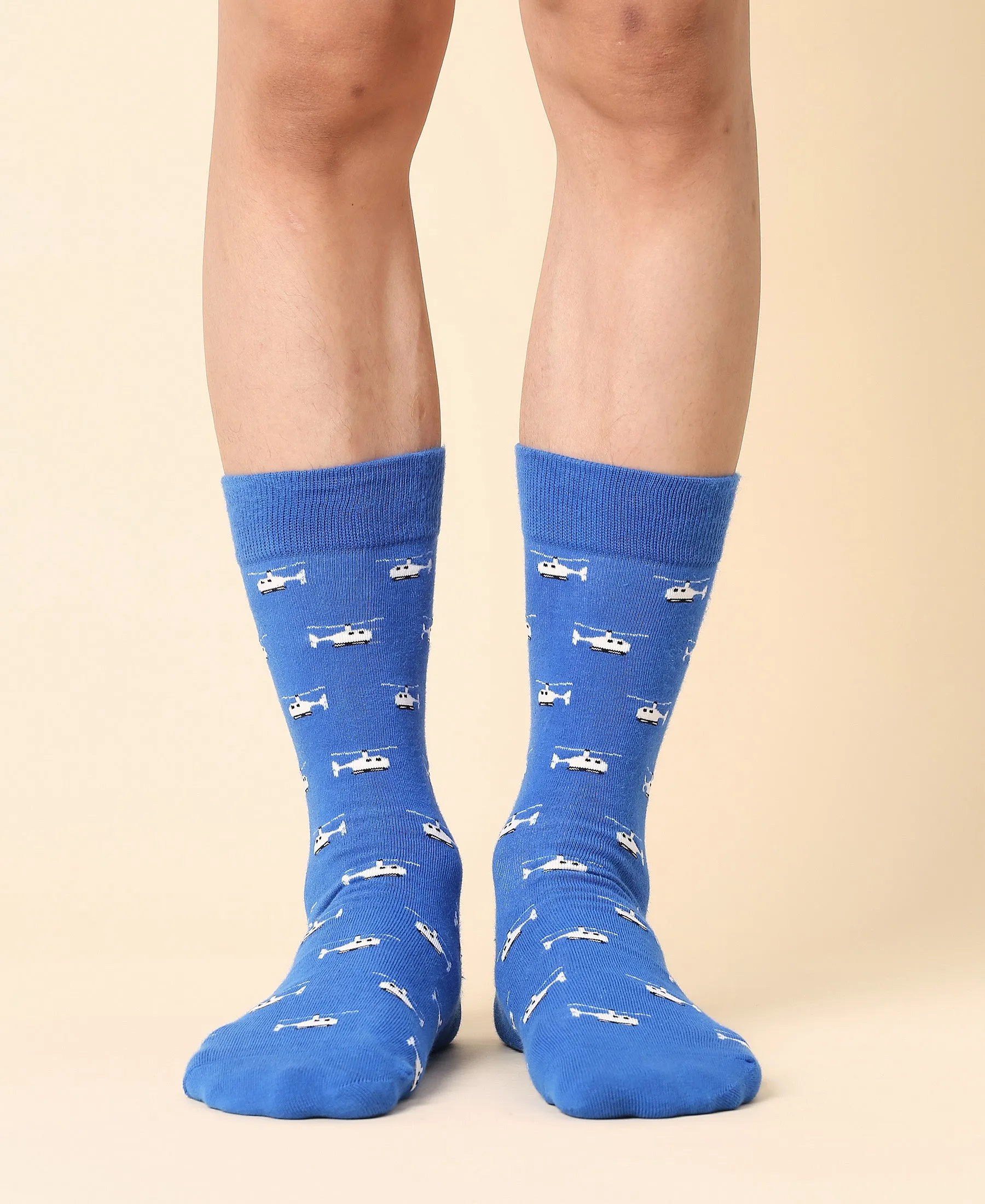 Men's "Fly on the Way" Helicopter Crew Sock sold by Somatchi product image thumbnail 2