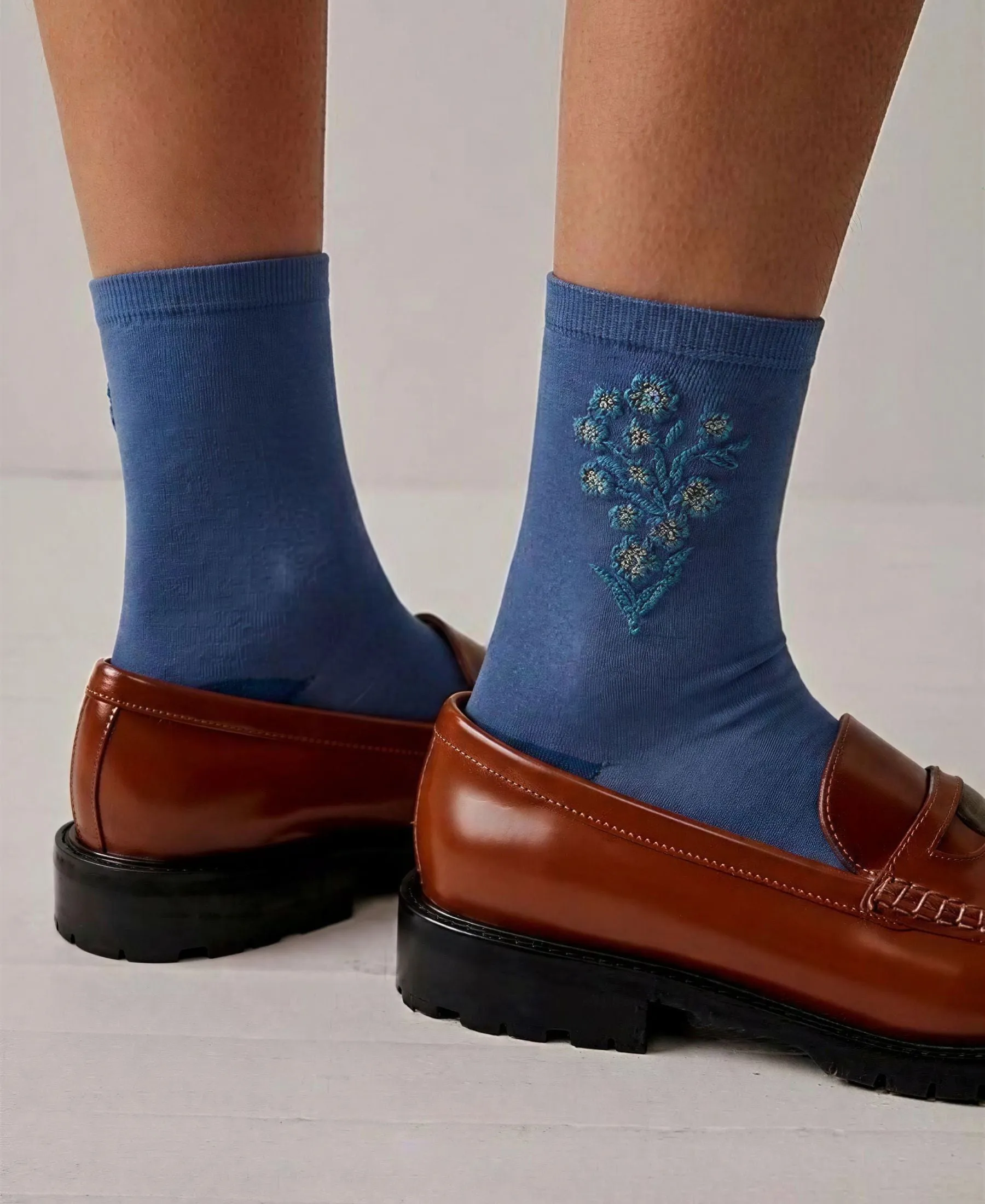 Bouquet Embroidered Sheer Crew Socks sold by Somatchi