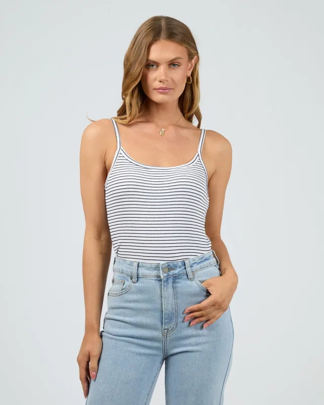 Eve Rib Stripe Cami White sold by edge clothing