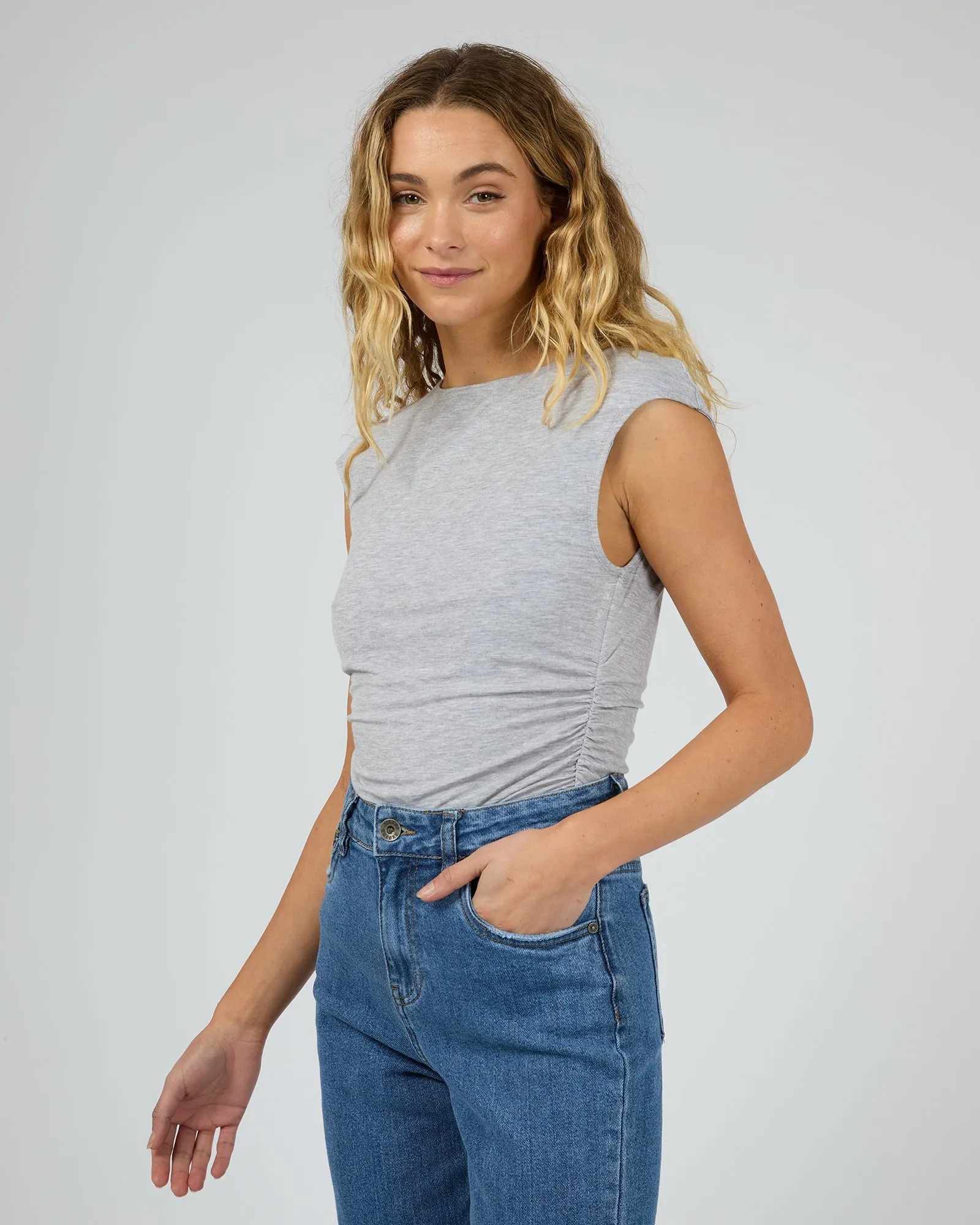 Evie Ruched Top Grey Marle sold by edge clothing product image thumbnail 4