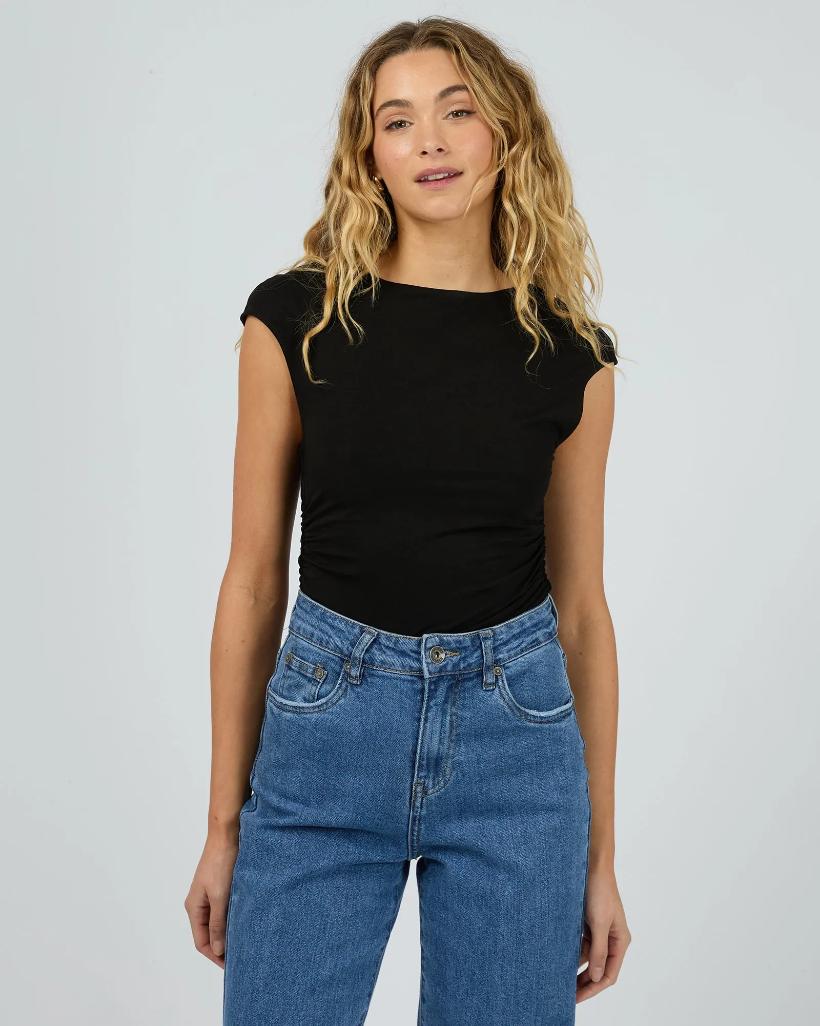Evie Ruched Top Black sold by edge clothing