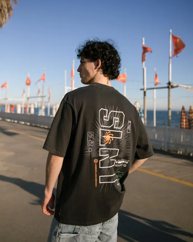 Overlay Tee Charcoal sold by edge clothing