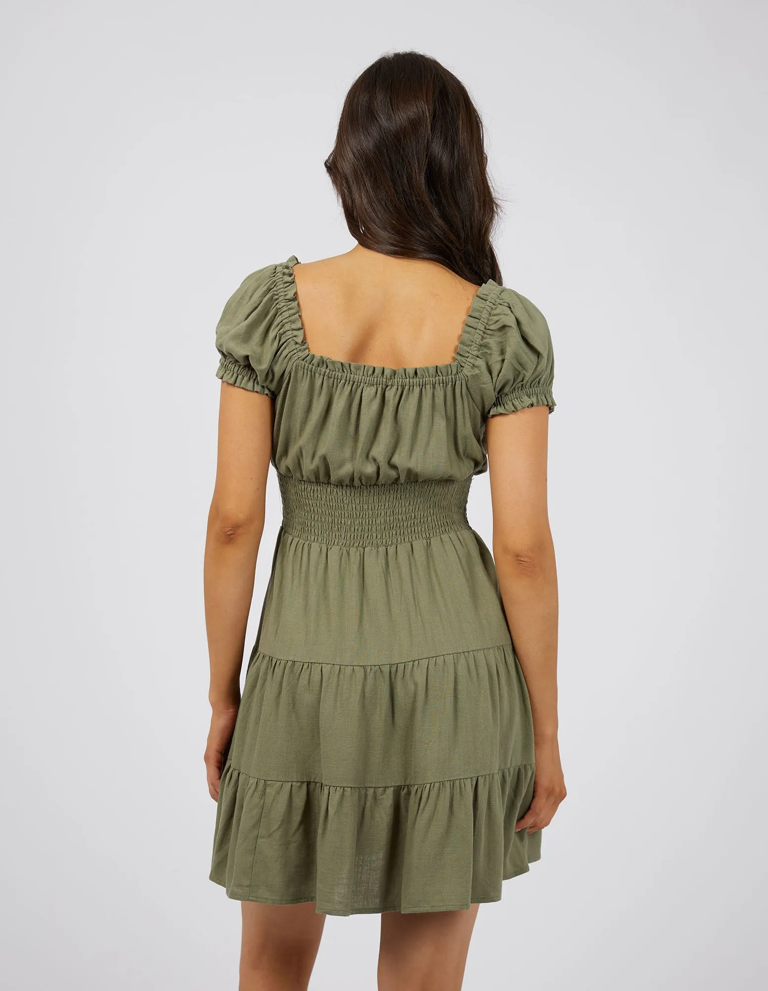 Luxe Linen Mini Dress Khaki sold by edge clothing product image thumbnail 4