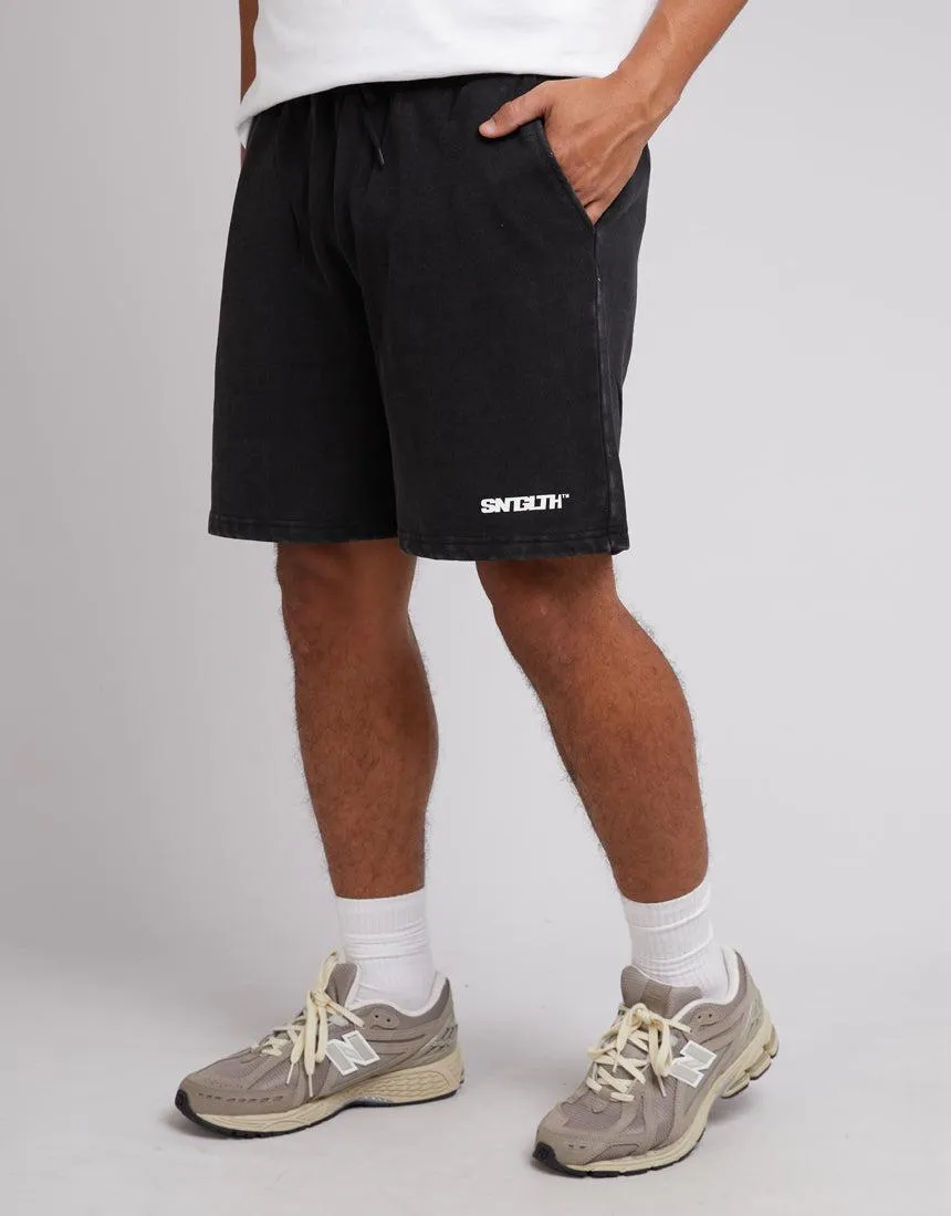 Track Fleece Short Washed Black sold by edge clothing