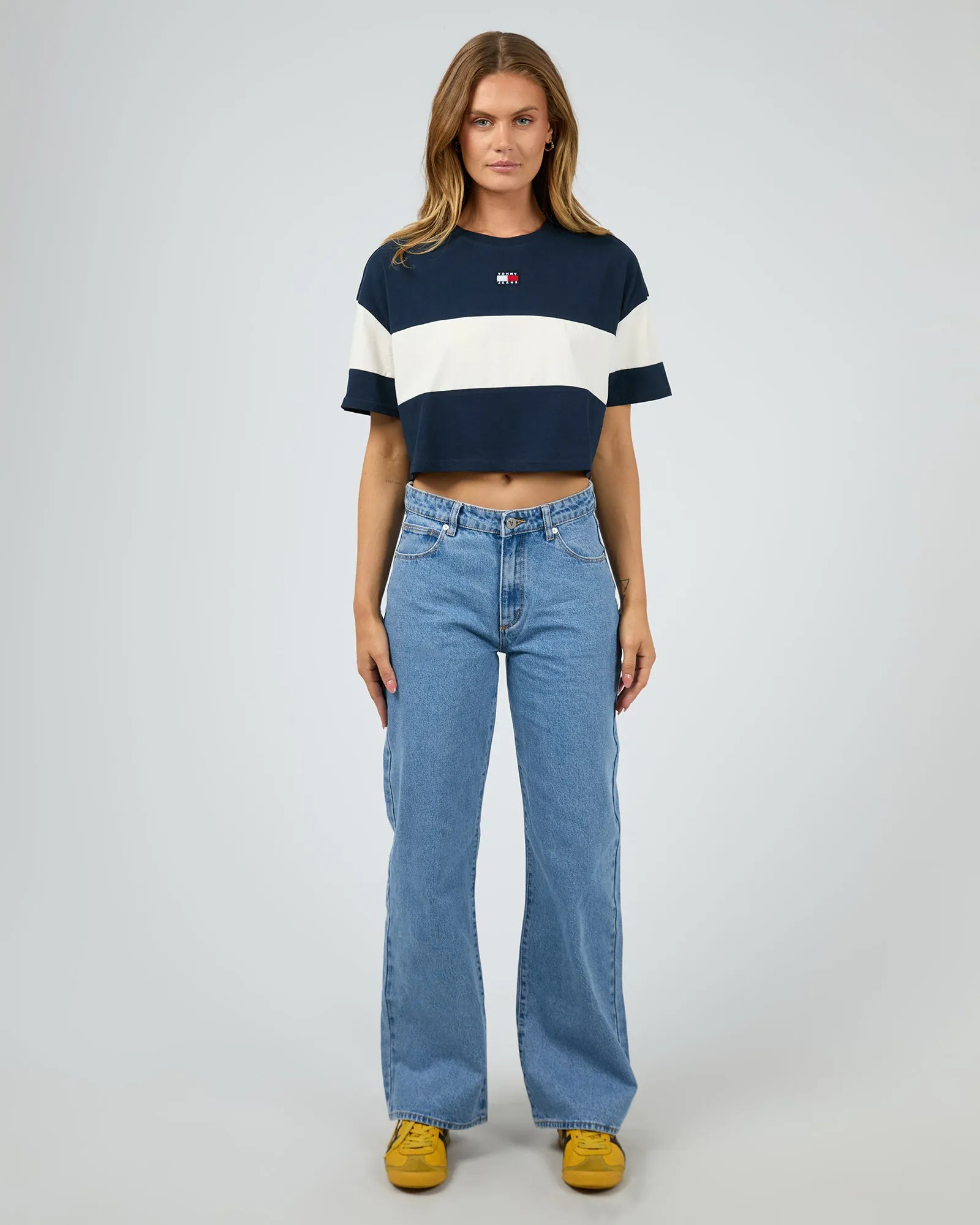 Cropped Colour Blocked Badge Tee Navy sold by edge clothing product image thumbnail 2