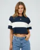Cropped Colour Blocked Badge Tee Navy sold by edge clothing