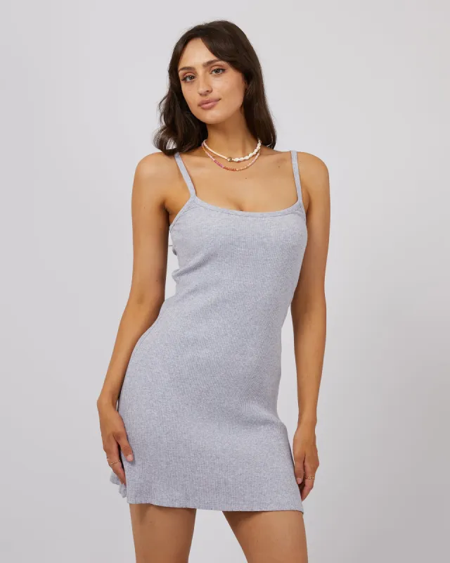 Eve Rib Mini Dress Grey Marle sold by edge clothing