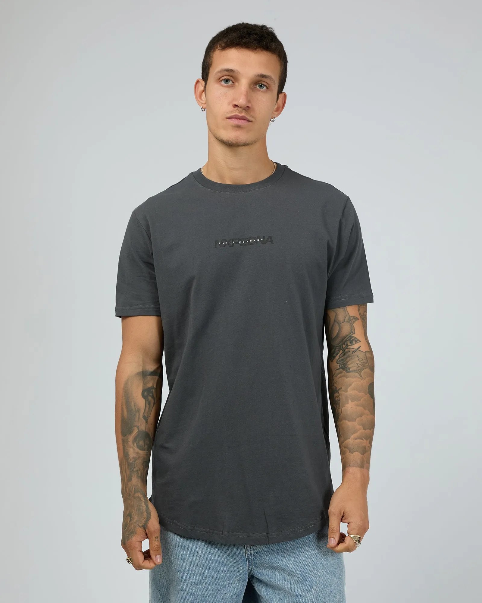 Sine Dual Curved Tee Ashphalt Black sold by edge clothing